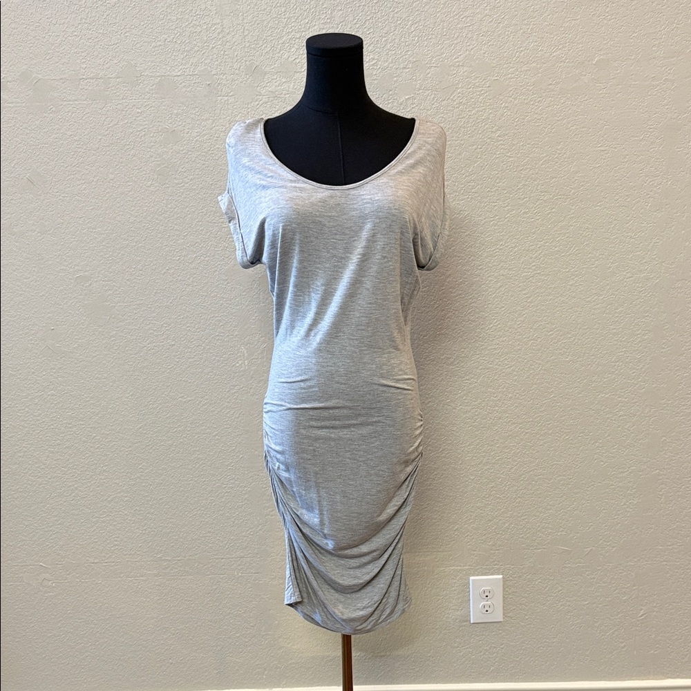 Gray Ruched T-Shirt Dress